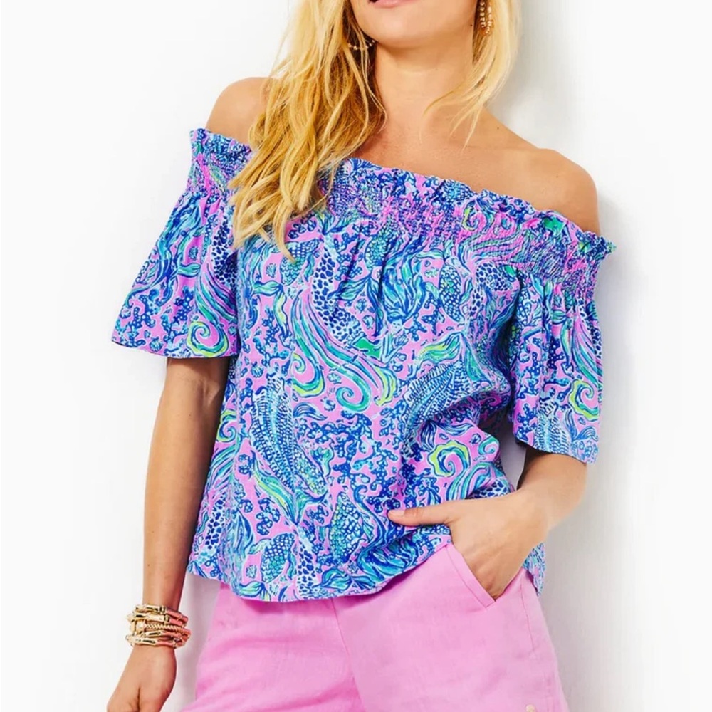 Lilly Pulitzer Leanne Off-The-Shoulder Linen Top